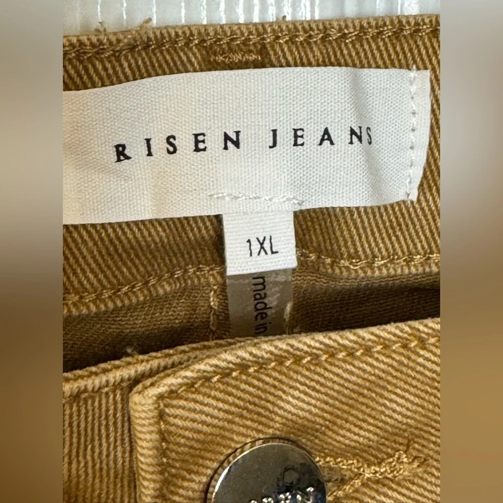 Risen Jeans Brown Cargo Wide Leg Flare Jeans 1XL NWT Stretch Denim - Picture 3 of 7